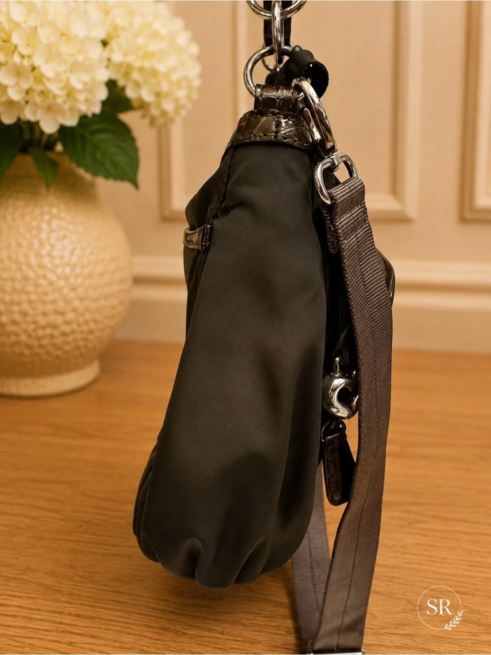 Brighton Go-Go Green Nylon Crossbody Shoulder Bag Convertible w Dust Bag